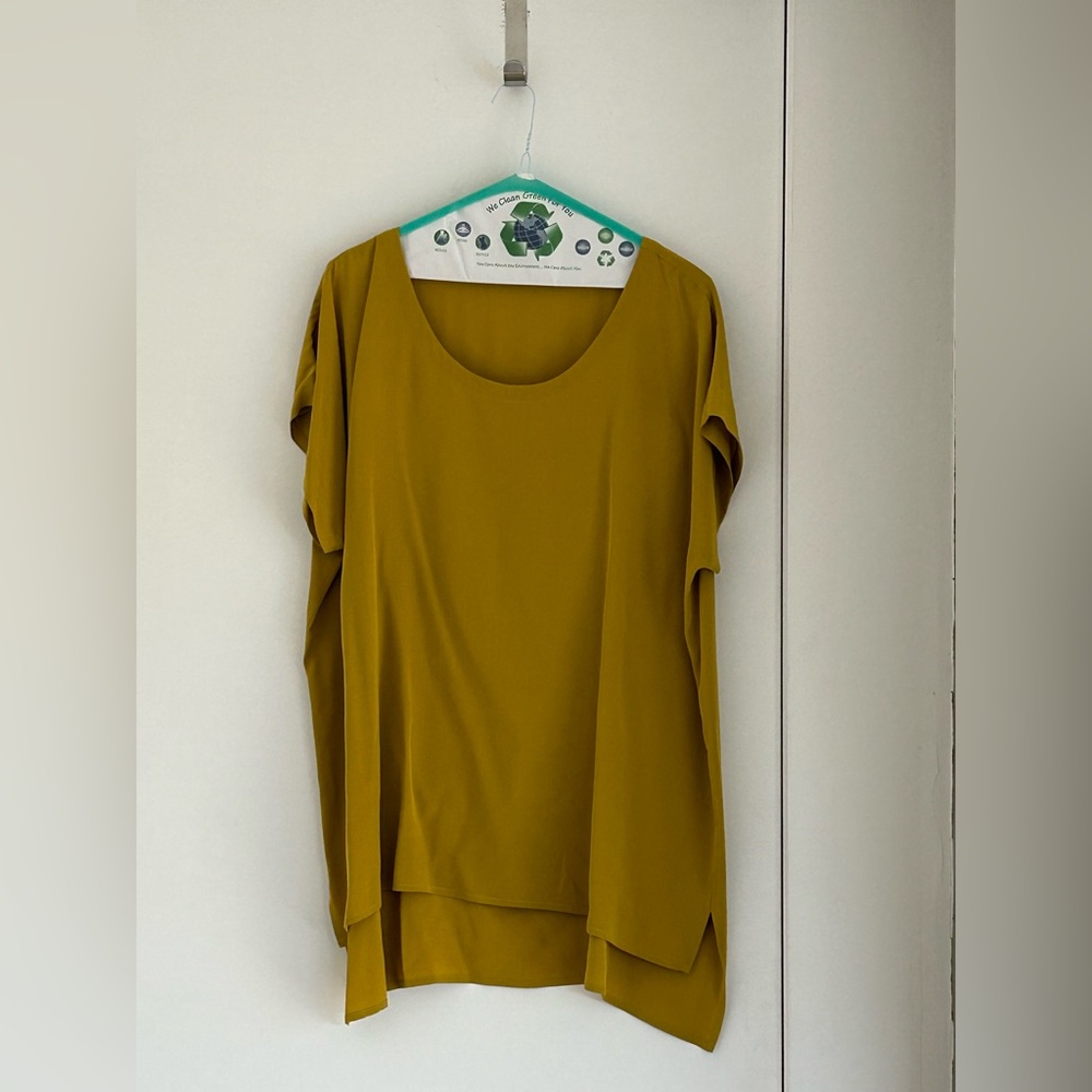 Elegant Mustard Yellow Silk Women's Top